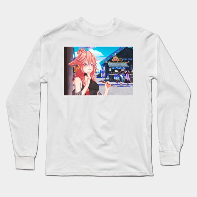 Yae miko  - Genshin Impact Long Sleeve T-Shirt by SosiCreatesArt